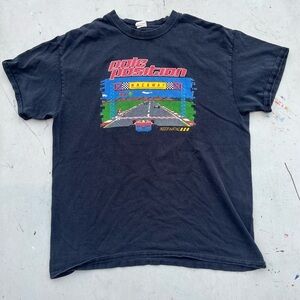 Men's Pole Position T-Shirt Black Spell-Out L Video Game Racing Atari 80s Retro
